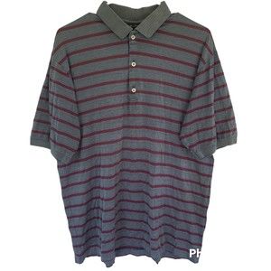 Bobby Jones Classic Golf Shirt mens size LG large grey  red Stripes
